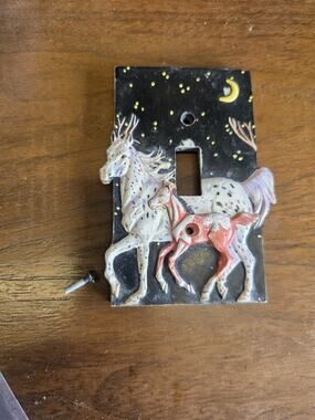 Horses Running In Night Single Light Switch Cover Plate Acrylic